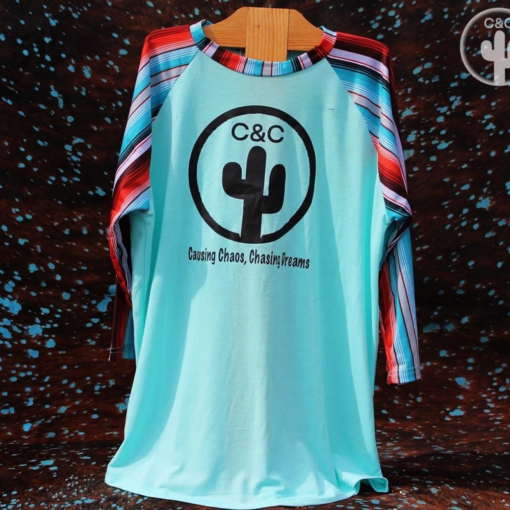 C.C Raglan Shirt - Blue and Orange